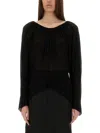 Rick Owens Flowing Black Draped Top With Wide Neckline In Black