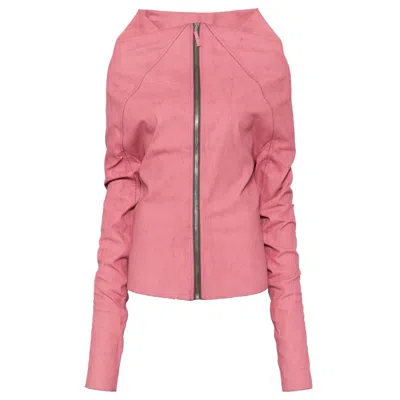 Rick Owens Draped Top Chalk Stretch Denim In Pink