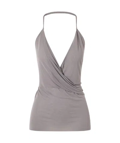 Rick Owens Draped Jersey Tank In Gray
