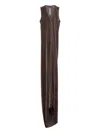 Rick Owens Draped Velvet Dress In Brown