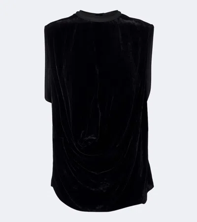 Rick Owens Draped Velvet Top In Black
