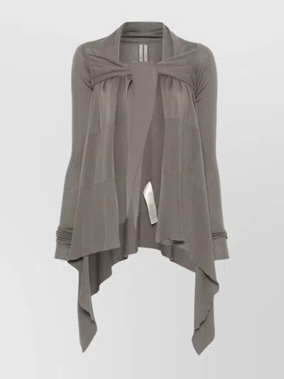 Rick Owens Draped Wool Sweater With Asymmetric Hem In Gray