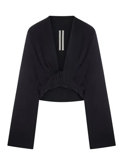 Rick Owens Draped Wool-cotton Blend Crop Top In Multi