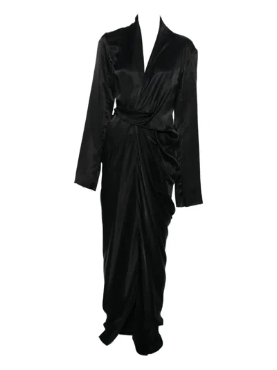 Rick Owens Draped Wrap Dress In Black