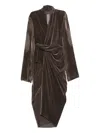 Rick Owens Draped Wrap Midi Dress In Brown