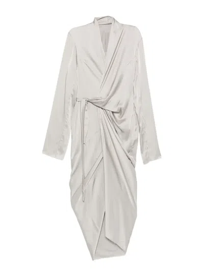Rick Owens Draped Wrap Midi Dress In Gray
