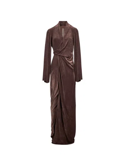 Rick Owens Draped Wrap-style Dress In Brown