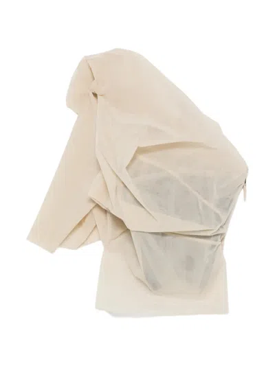 Rick Owens Draped-detail Top In Neutral