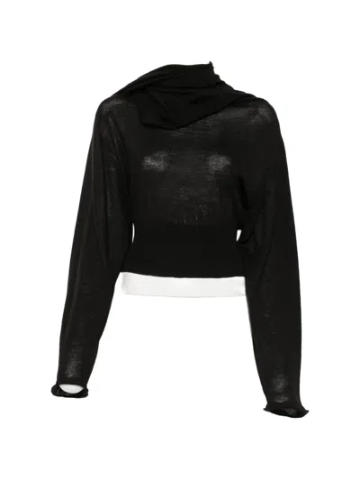 Rick Owens Draped-neck Ribbed Top In Black