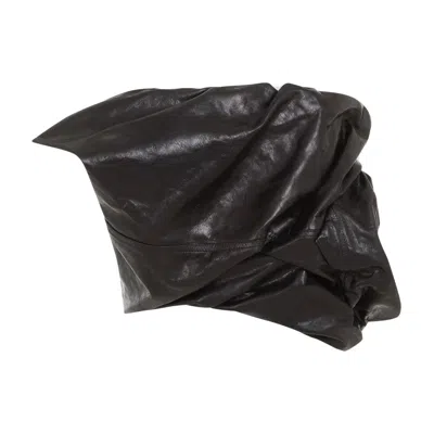 RICK OWENS RICK OWENS DRAPER BUSTIER BLACK CALF LEATHER TOP