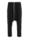 Rick Owens Cropped Drop-crotch High Waist Trousers In Black