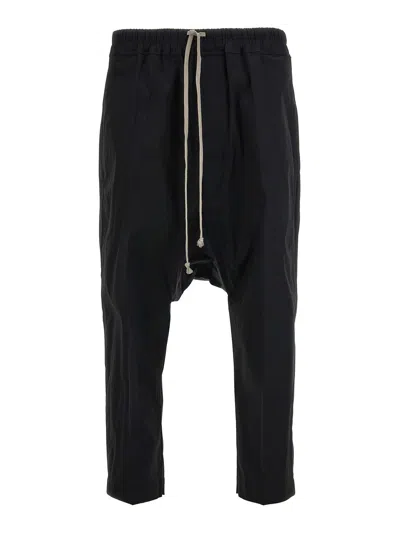 Rick Owens Drawnstring Cropped Pants In Black