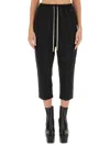 Rick Owens Pressed-crease Drawstring Cropped Trousers In Black