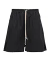Rick Owens Drawstring Split Cotton Shorts In Black