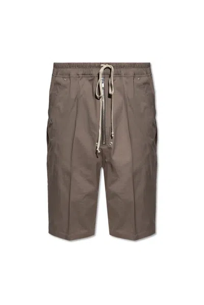 Rick Owens Stretch-cotton Bermuda Shorts In Brown