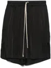 Rick Owens Straight-leg Stretch-cotton Poplin Drawstring Shorts In Black
