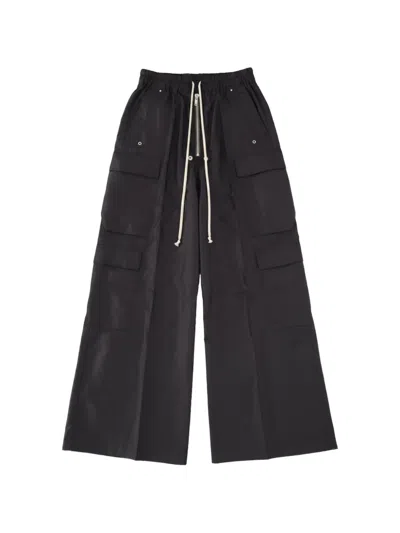 Rick Owens Wide-leg Cargo Pants With Elasticated Waistband And Multi-pockets In Black