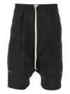 Rick Owens Drawstring Cargo-pocket Shorts In Black