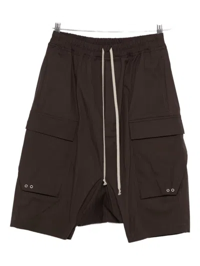 Rick Owens Drawstring Cargo Shorts In Brown