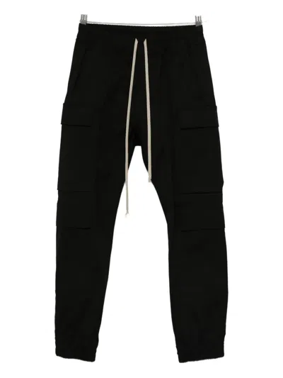 Rick Owens Drawstring Cargo Trousers In Black
