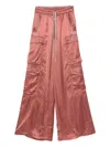 Rick Owens Satin-twill Wide-leg Cargo Pants In Pink