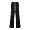 Rick Owens Wide-leg Trousers With High Waist And Utility Pockets In Black