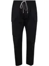 Rick Owens Black Porterville Drawstring Cropped Trousers In Black