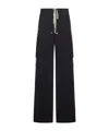 Rick Owens Heizer Belas Wide-leg Cotton-blend Poplin Drawstring Cargo Trousers In Black