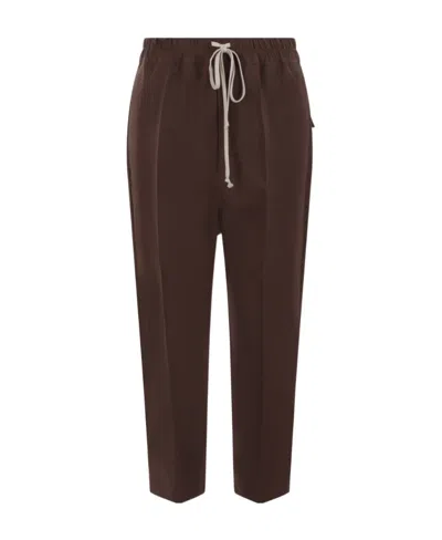 Rick Owens Drawstring Casual Trousers In Brown
