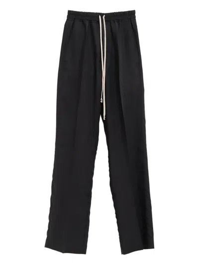 Rick Owens Drawstring Cotton Trousers In Black