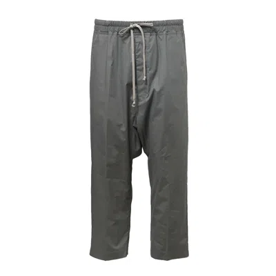 Rick Owens Drawstring Cropped Poplin Pants In Blue