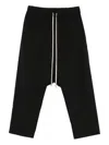 Rick Owens Black Hollywood Heavy Drawstring Cropped Trousers In Black