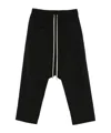Rick Owens Black Hollywood Heavy Drawstring Cropped Trousers In Black