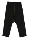 Rick Owens Black Hollywood Heavy Drawstring Cropped Trousers