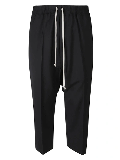 Rick Owens Drawstring Cropped Trousers In Black