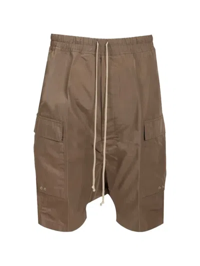 Rick Owens Drawstring Detail Cargo Shorts In Brown