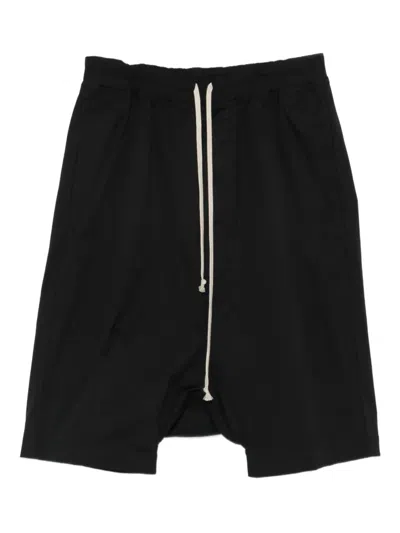 Rick Owens Drawstring Drop-crotch Shorts In Black