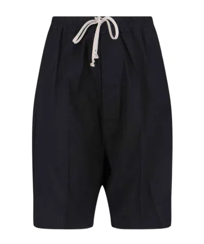 Rick Owens Drawstring Drop-crotch Shorts In Black