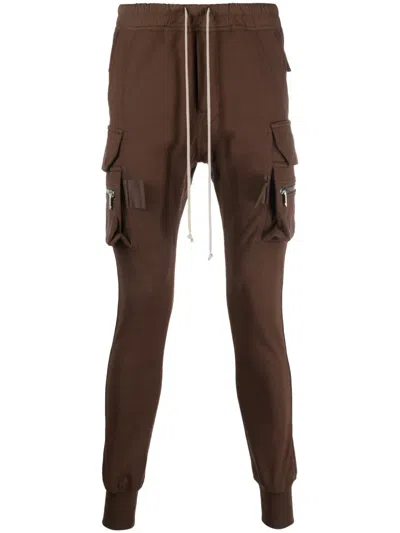 Rick Owens Tapered-leg Cotton Trousers In Braun