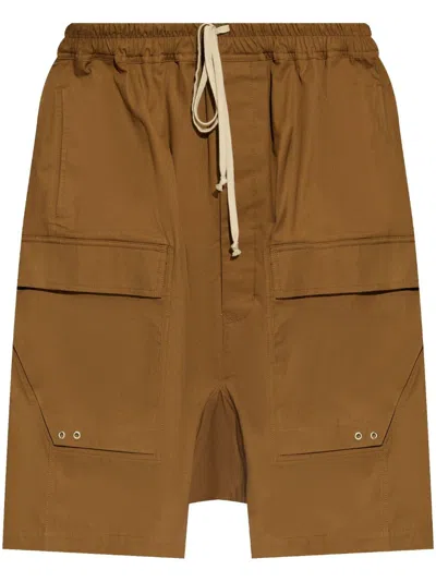 Rick Owens Drawstring-fastening Cargo Shorts In Brown
