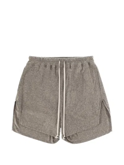 Rick Owens Double Layer Boxer Style Shorts Side Slits In Gray