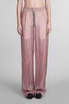 RICK OWENS DRAWSTRING GETH BELA PANTS IN ROSE-PINK POLYAMIDE POLYESTER