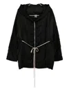 Rick Owens Padded Black Jacket With High Collar In Black
