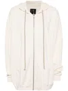 Rick Owens Drawstring-hood Cotton Jacket In White