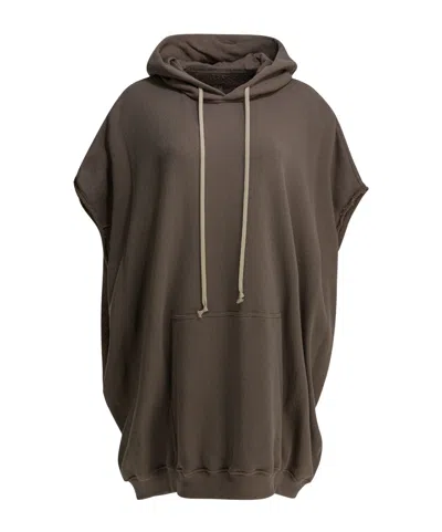 Rick Owens Drawstring Hooded Sweatshirt In Brown