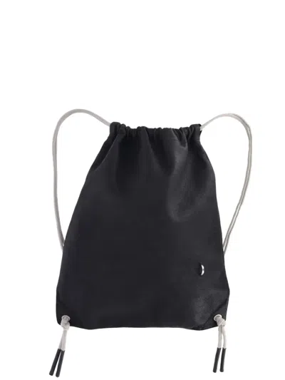 Rick Owens Drawstring Leather Backpack In Black