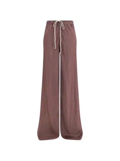 Rick Owens Drawstring Panelled Trousers In Brown