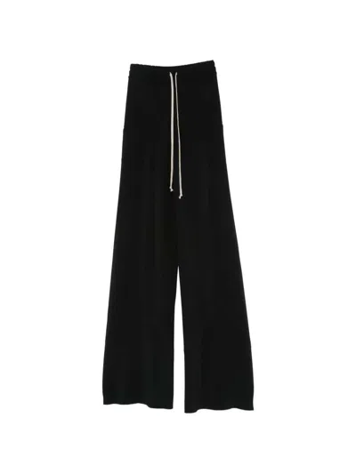 Rick Owens Wide-leg Pants With Adjustable Drawstring And Flared Silhouette In Black