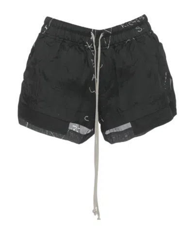 Rick Owens Drawstring Printed Shorts In Black