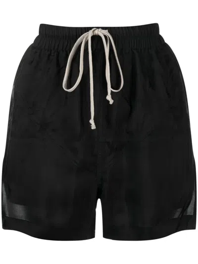 Rick Owens Drawstring Satin Shorts In Black